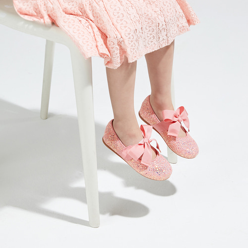 Pioni Glitter 3 Colors Ribbon Ballet Flat Girl&#039;s Shoes