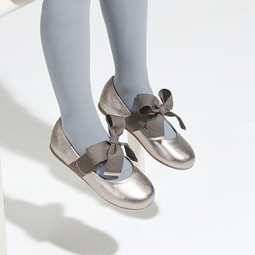 Piony Velvet Ribbon Bronze Girl&#039;s Ballet Flat Shoes