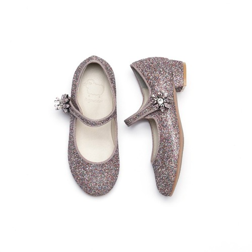Mos Pink Glitter Multi-Solid Girl Jewelry Shoes