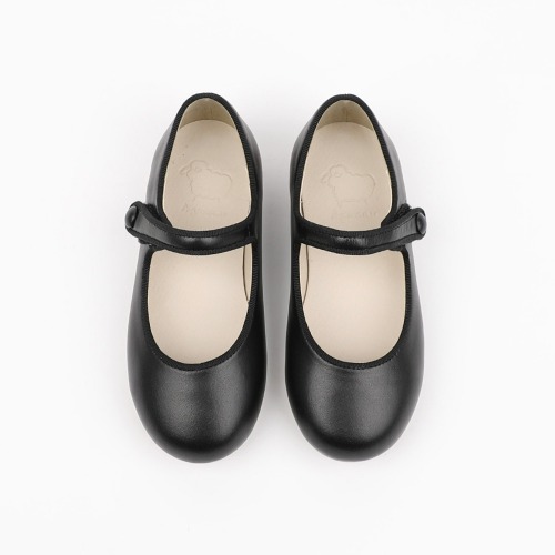 Robelia Black Basic Mary Jane Flat Girl&#039;s Shoes Signature