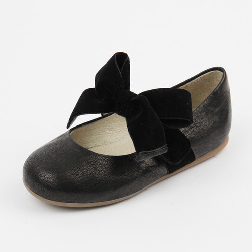 Piony Velvet Ribbon Black Ribbon Ballet Flat Girl&#039;s Shoes