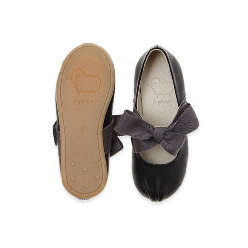 Piony Black Ribbon Ballet Flat Girl&#039;s Shoes