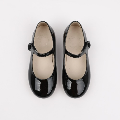 Robelia Twinkle Black Basic Mary Jane Flat Girls&#039; School Shoes
