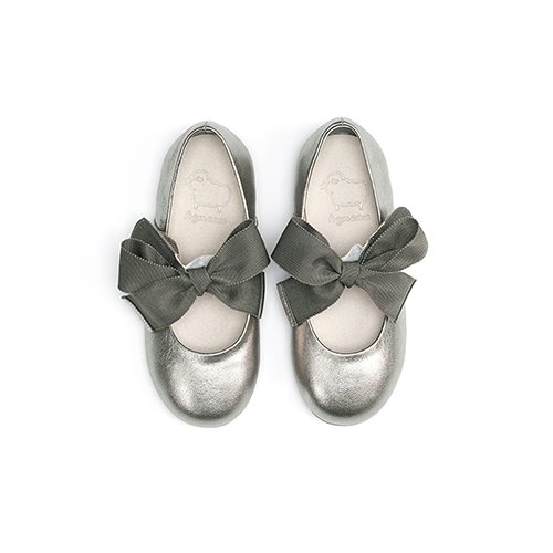 Piony Bronze Ribbon Ballet Flat Girl&#039;s Shoes