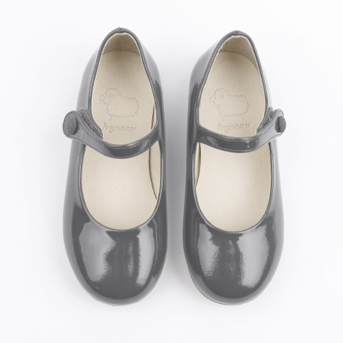 Robert Winkle Gray Basic Mary Jane Flat Girl&#039;s Shoes