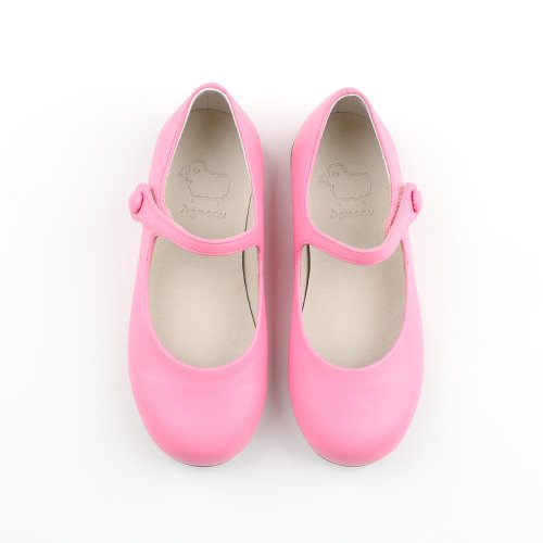 Robinia Neon Pink Basic Mary Jane Flat Girl&#039;s Shoes