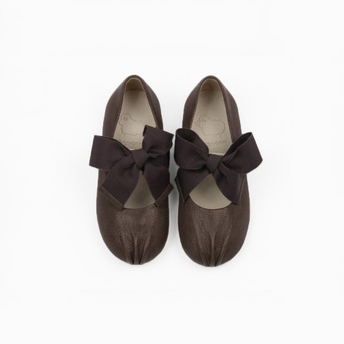 Piony Dark Gray Ribbon Ballet Flat Girl&#039;s Shoes