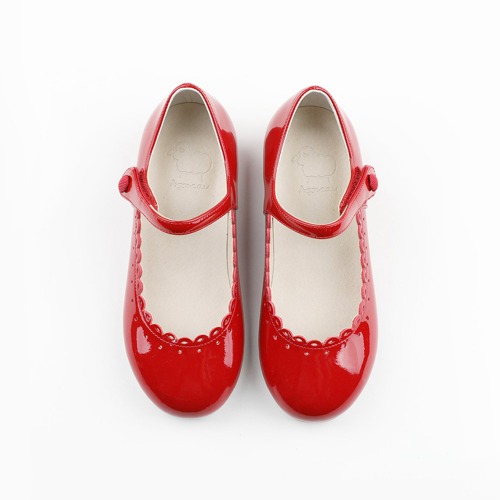 Rosa Red Crink Mary Jane Girls&#039; Shoes