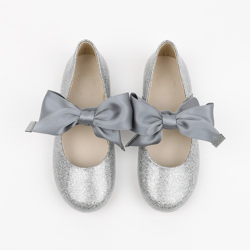 Piony (S) Grey Pearl Ribbon Ballet Flat Girl&#039;s Shoes