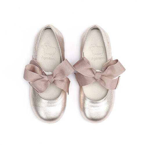 [Anne New] Pioni Champagne Gold Ribbon Ballet Flat Girl&#039;s Shoes Signature Best